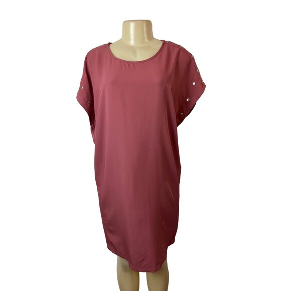 Grey & Grey Pink Sz 8 Women's Loose-fit Knee Length Round Neck Dress - Picture 1 of 6